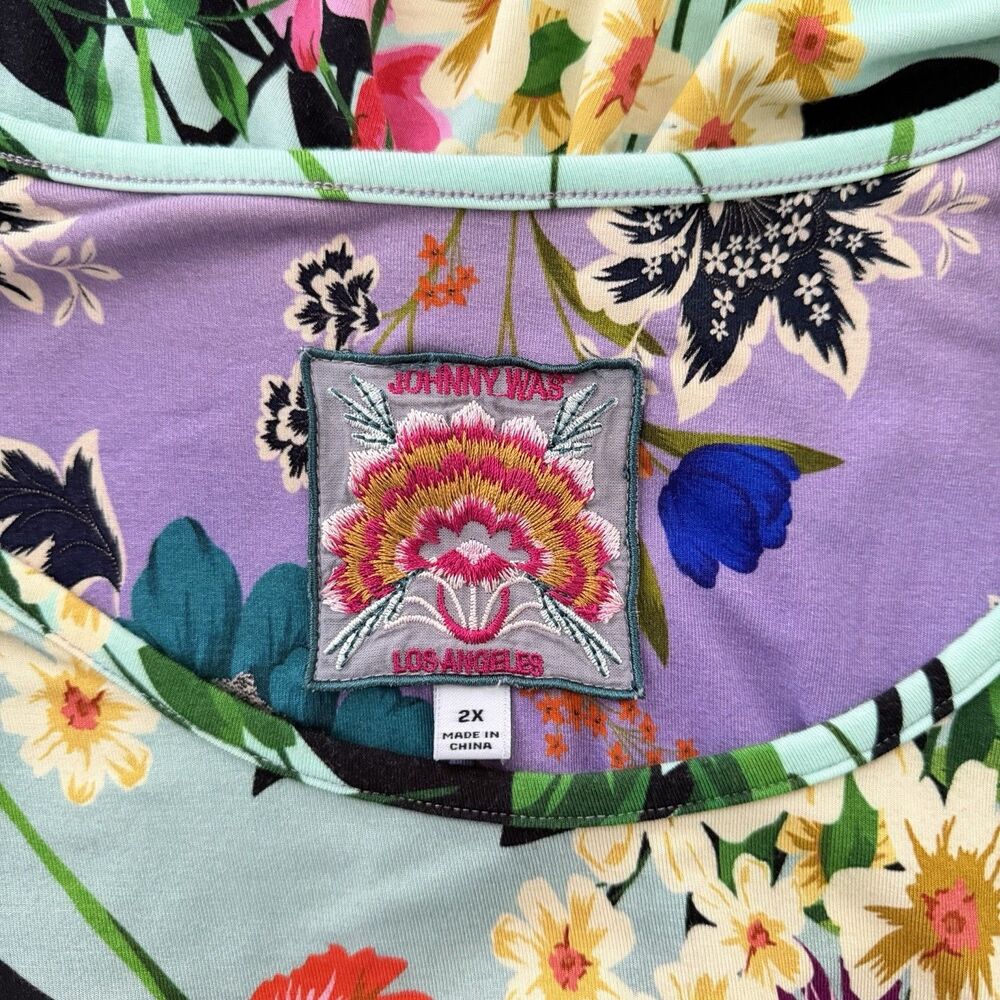 Johnny Was Women’s Top Sz 2X The Janie Favorite Floral Long Sleeve V-Neck Light - Picture 3 of 8